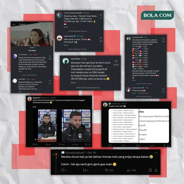 Ilustrasi - Kolase cuitan netizen soal Timnas Indonesia