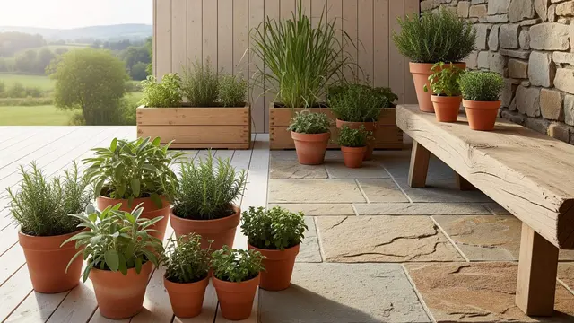 Desain Teras Rumah Minimalis Pakai Kebun Herbal dalam Pot