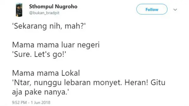 Perbandingan antara ibu luar negeri dan ibu lokal dalam menjawab pertanyaan.