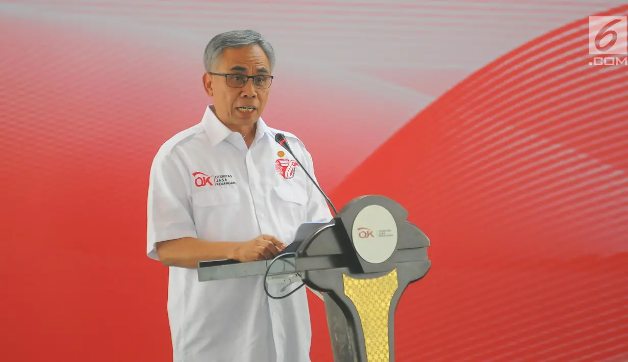 Ketua OJK Wimboh Santoso memberi sambutan saat seremonial pembangunan Kantor Pusat Otoritas Jasa Keuangan (OJK) di Jakarta, Selasa (2/4). Kantor Pusat OJK bernama Indonesia Financial Center. (Liputan6.com/Angga Yuniar)