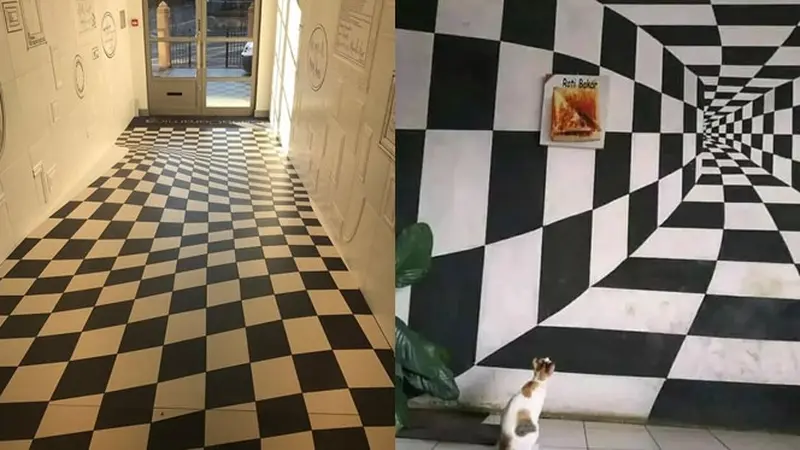 6 Ilusi Optik Bentuk Papan Catur Hitam Putih Ini Bikin Pusing