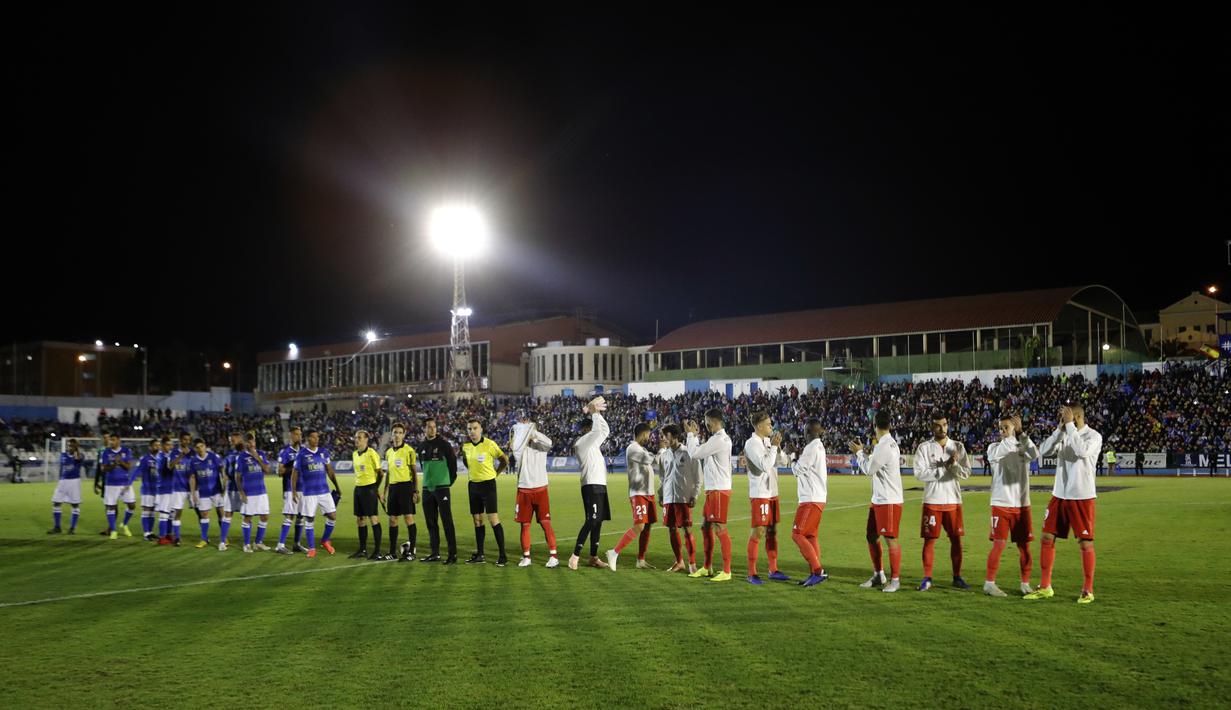 Pemain Real Madrid saat melawan UD Melilla pada laga Copa del Rey di Stadion Alvarez Claro, Melilla, Rabu (31/10/2018). Real Madrid menang 4-0 atas UD Melilla. (AP/Javier Gandul)
