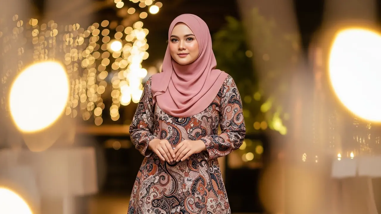Model Baju Batik Pesta Wanita Muslim Modern. Foto: Gemini