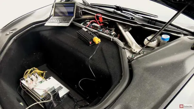 Penyambungan rig tambang uang kripto ke mobil Tesla (KmanAuto)