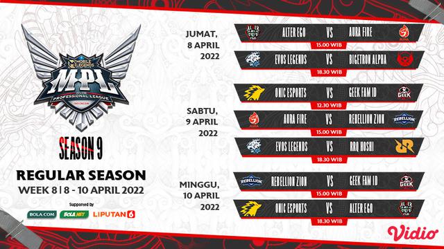 Link Live Streaming MPL Indonesia Season 9 Pekan Kedelapan di Vidio, 8-10 April 2022