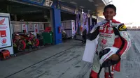 Pebalap Honda Indonesia, Mario Suryo Aji, mengakhiri balapan Thailand Talent Cup 2017 dengan manis. (Bola.com/Muhammad Wirawan Kusuma)