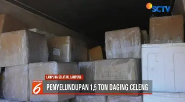 Daging celeng yang dibawa menggunakan dua mobil ekspedisi jasa pengiriman ini berasal dari Sumatra tujuan Jakarta.