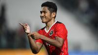 Pemain Timnas Thailand U-22, Fajar Fathur Rahman melakukan selebrasi setelah mencetak gol keempat timnya ke gawang Thailand pada laga final sepak bola SEA Games 2023 di Olympic Stadium, Phnom Penh, Kamboja, Selasa (16/05/2023). (AFP/Nhac Nguyen)