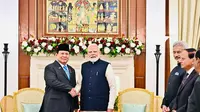 Presiden Prabowo Subianto melakukan pertemuan bilateral dengan Perdana Menteri (PM) India Narendra Modi di Hyderabad House, New Delhi, Sabtu (25/1/2025). (Foto: Laily Rachev - Biro Pers Sekretariat Presiden)