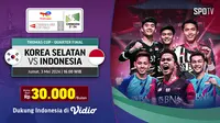 Thomas Cup Perempat FInal: Indonesia Vs Korea Selatan di Vidio. (Sumber: dok. vidio.com)