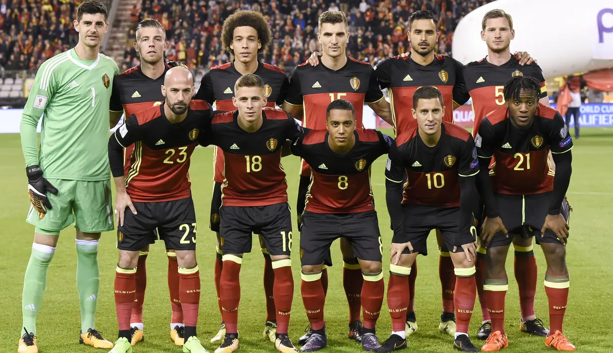 Belgia menduduki peringkat kelima pda rangking FIFA dengan mengoleksi poin sebanyak 1265. (AFP/John Thys)