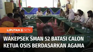 Sejumlah anggota Komisi III DPRD DKI Jakarta, bersama Sudin Pendidikan Wilayah II Jakarta Utara, mendatangi SMAN 52 Jakarta, menyusul kasus intoleransi dalam pemilihan ketua OSIS di sekolah tersebut. Dalam kasus ini, wakil kepala sekolah diberhentika...