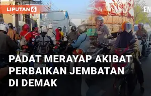 Lalu lintas padat merayap di Jembatan Kalikondang, Demak, arah Semarang. Peristiwa ini terjadi pada Kamis (19/9/2024) pukul 07.10 WIB