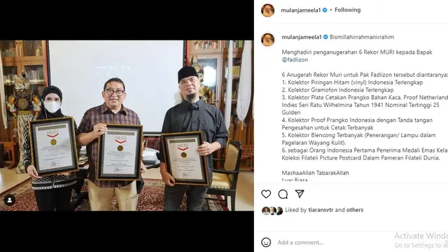 Fadli Zon (Foto: Instagram/@mulanjameela1)