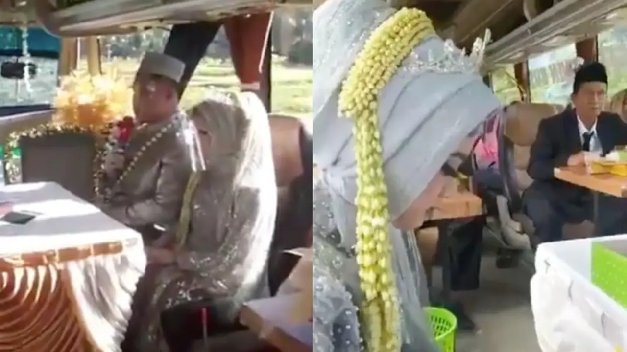 Viral Pasangan Pengantin Gelar Pernikahan Di Atas Bus, Hindari Kerumunan