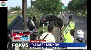 Kondisi kedua kendaraan rusak parah tetapi para penumpangnya selamat.