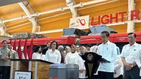 Presiden Joko Widodo atau Jokowi meresmikan moda transportasi light rail transit (LRT) Jakarta, Bogor, Depok, Bekasi (Jabodebek), Senin (28/8/2023). (Istimewa)