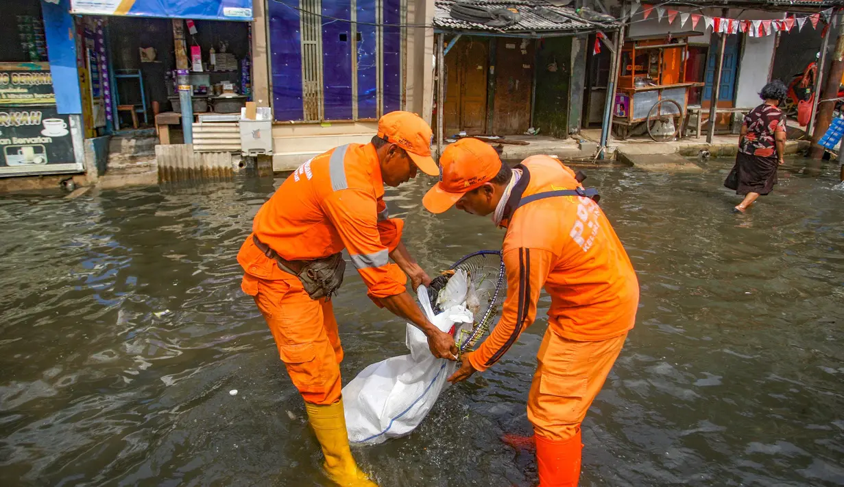 Sebelumnya, pada Senin (18/11/2024), Badan Penanggulangan Bencana Daerah (BPBD) DKI Jakarta mencatat ada tiga RT di wilayah Jakarta Utara yang terendam banjir rob. (merdeka.com/Arie Basuki)