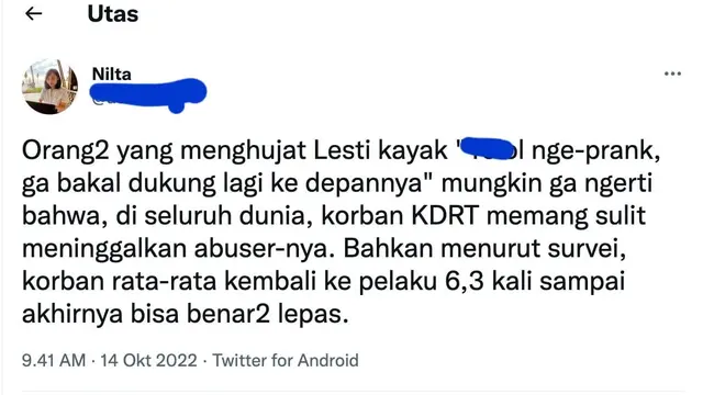 Cuitan soal Lesti Kejora akhirnya damai dengan Rizky Billar. (Foto: Dok. Twitter Indonesia)
