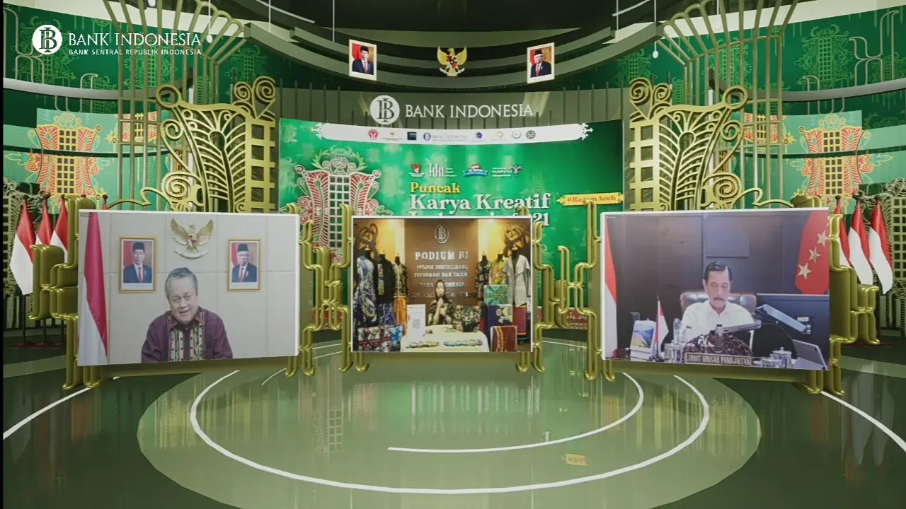 Menteri Koordinator bidang Kemaritiman dan Investasi, Luhut Binsar Pandjaitan dalam Pembukaan Puncak KKI 2021, Kamis (23/9/2021).