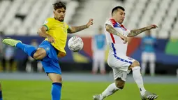 Gol semata wayang Tim Samba dicetak Lucas Paqueta pada menit ke 46. (AP/Bruna Prado)