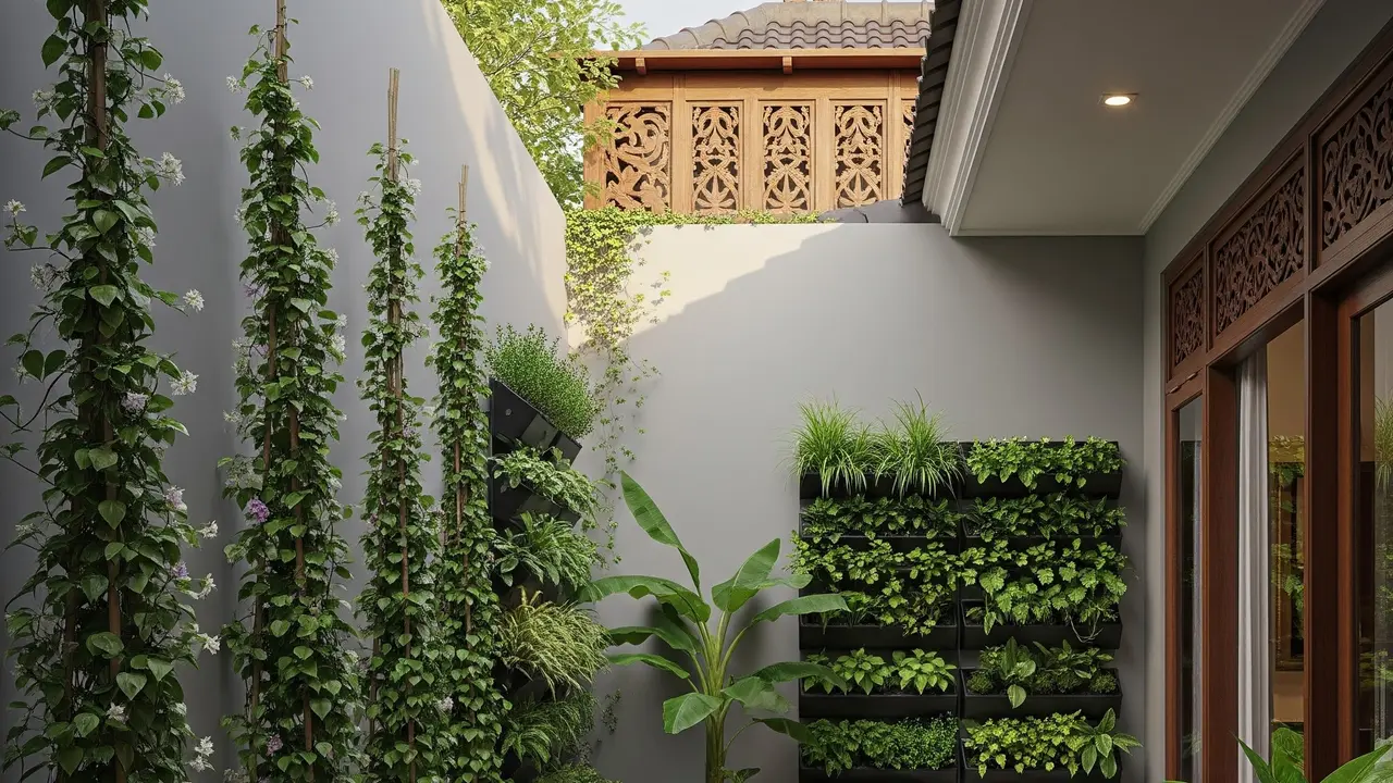 9 Model Teras Belakang Rumah dengan Tiang Tanaman Salur yang Instagramable 2025
