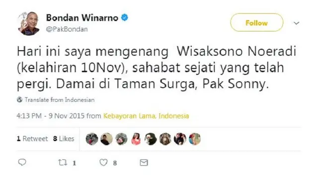 Bondan Winarno wafat