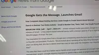 Google merilis Gmail pada April Mop tahun 2004. Informasi ini diumumkan melalui siaran pers yang mirip dengan lelucon. (Liputan6.com/ Agustin Setyo Wardani)