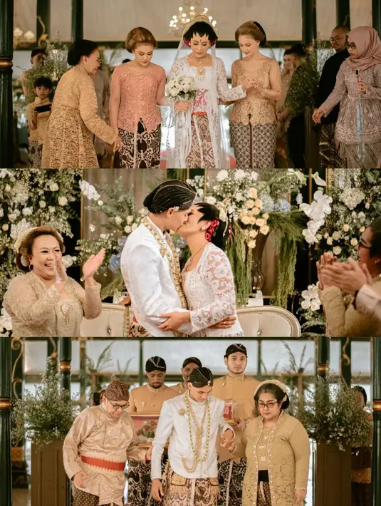 Amanda terlihat anggun mengenakan kebaya kutubaru panjang berwarna putih yang menjuntai panjang pada ekornya. [Foto: IG/djanjisoetji.photography]