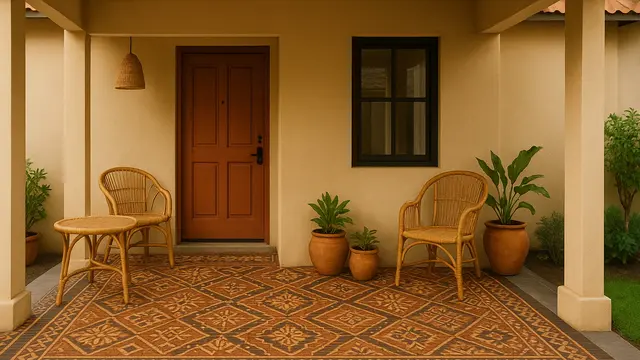 Model Teras Rumah Subsidi Tipe 36 Dengan Lantai Motif Geometris/Ilustrasi AI