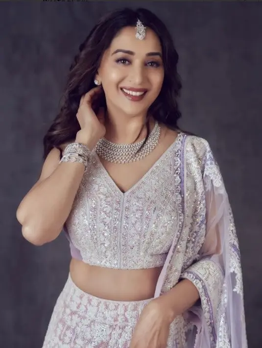 Madhuri Dixit, aktris yang populer di tahun 90-an ini memiliki penghasilan pertahun sekitar US$35 juta atau sekitar Rp498 miliar. Di puncak kariernya, Madhuri pernah menduduki posisi aktris termahal pada masanya.(Foto: Instagram/madhuridixitnene)
