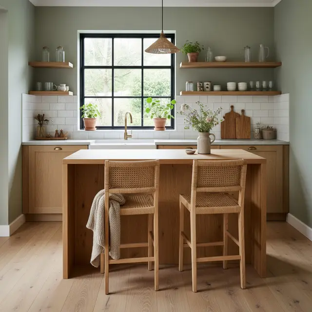 Dapur kecil dengan kitchen island (Foto: Reve Art AI)