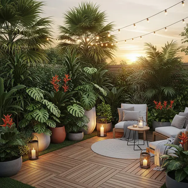Kebun Rumah Bernuansa Kayu dan Tanaman Hias (Image by Gemini AI)