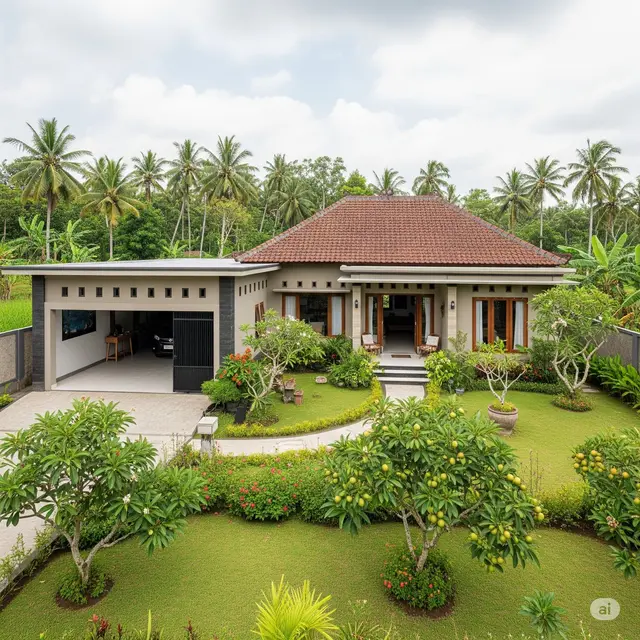Desain Rumah Sederhana Ada Garasi Mobil. Foto: Gemini