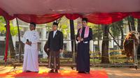 Wakil Presiden (Wapres) Ma’ruf Amin menyerahkan sapi kurban miliknya dan milik Presiden Joko Widodo (Jokowi) di Masjid Istiqlal, Jakarta Pusat. (Foto: Liputan6.com/Winda Nelfira).