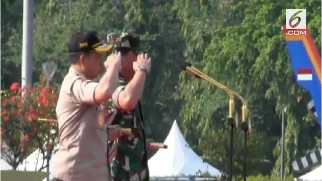 Ribuan personnel Gabungan TNI/Polri menggelar apel pengamanan pelaksanaan Pemilu.