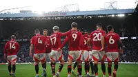 Selebrasi pemain Manchester United saat melawan Brentford di Liga Inggris (AFP)