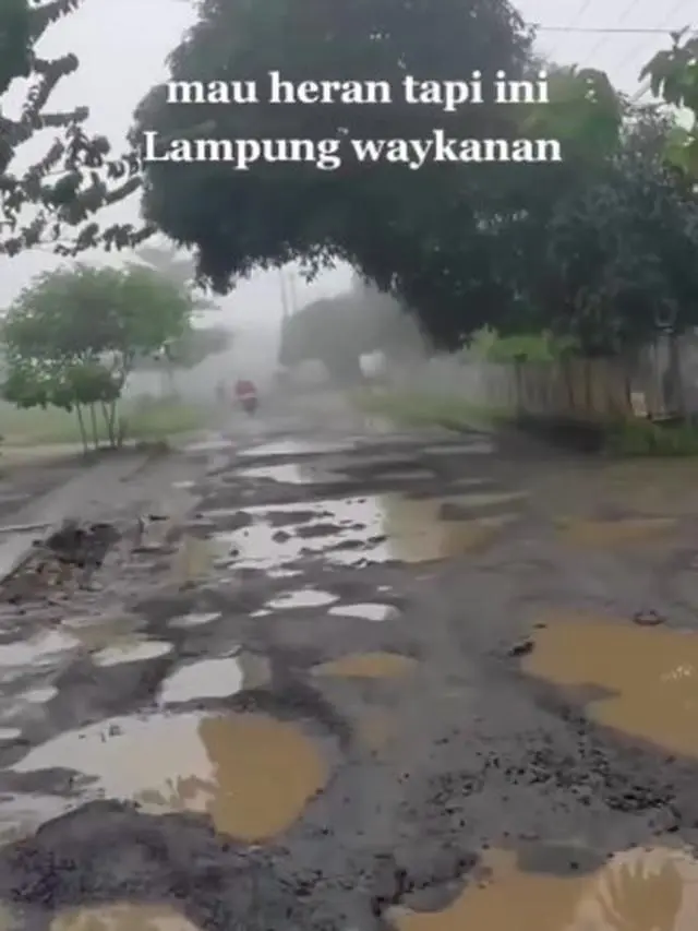 Kumpulan Potret Jalan Rusak di Lampung, Warganet: Cocok untuk Orang yang Suka Tantangan (@fakta.indo/Instagram)