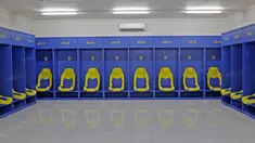 Kursi Pemain yang mirip kursi mobil balap pada ruang ganti pemain Persib Bandung di Stadion Gelora Bandung Lautan Api, Sabtu (2/7/2016). (Bola.com/Nicklas Hanoatubun)