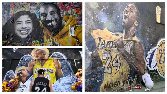 FOTO: Lukisan Mural Mengenang 1 Tahun Kepergian Bintang LA Lakers, Kobe Bryant