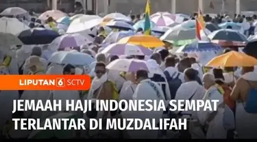 Jemaah haji Indonesia dilaporkan sempat telantar di Muzdalifah, Arab Saudi, karena terlambat dibawa ke Kota Mina untuk melontar jamrah. Akibat keterlambatan tersebut banyak jemaah yang kesulitan mendapatkan air minum dan makanan di tengah cuaca panas...