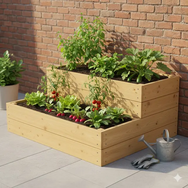 Kombinasi Raised Bed Bertingkat (Gemini AI)