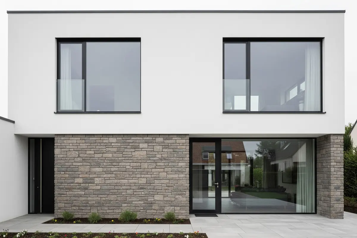 Desain Fasad Rumah Batu Alam Terbaru (Image by Gemini AI)