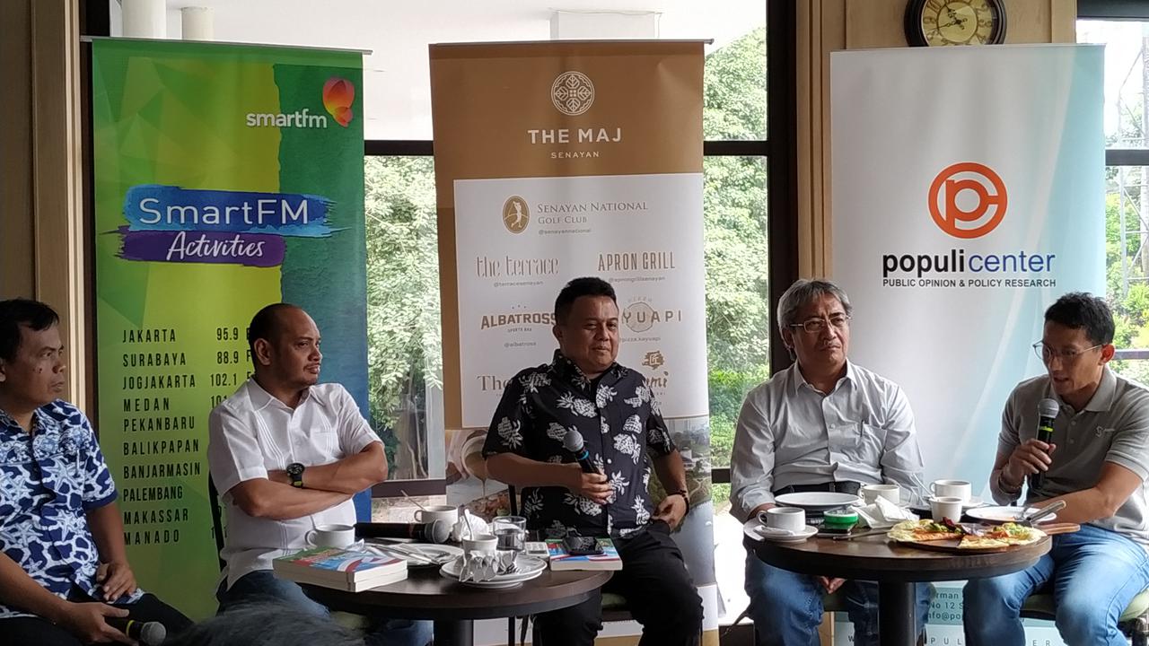 Diskusi Populi Center bertajuk 'Corona dan Kondisi Kebutuhan Pokok Kita' di Jakarta, Sabtu (7/3/2020).