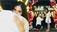 6 Potret Romantis Ochi Rosdiana Dilamar Kekasih, Pamer Cincin di Jari Manis