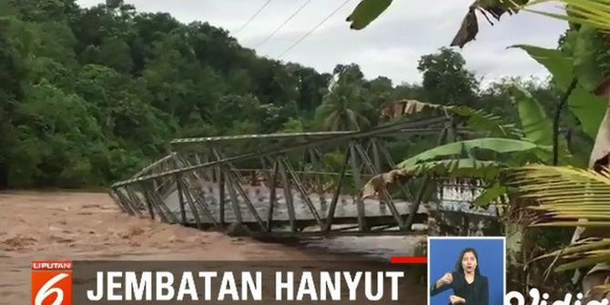 Jembatan Hanyut Diterjang Sungai Musi, Warga Pertaruhkan Nyawa Bergantung pada Rakit