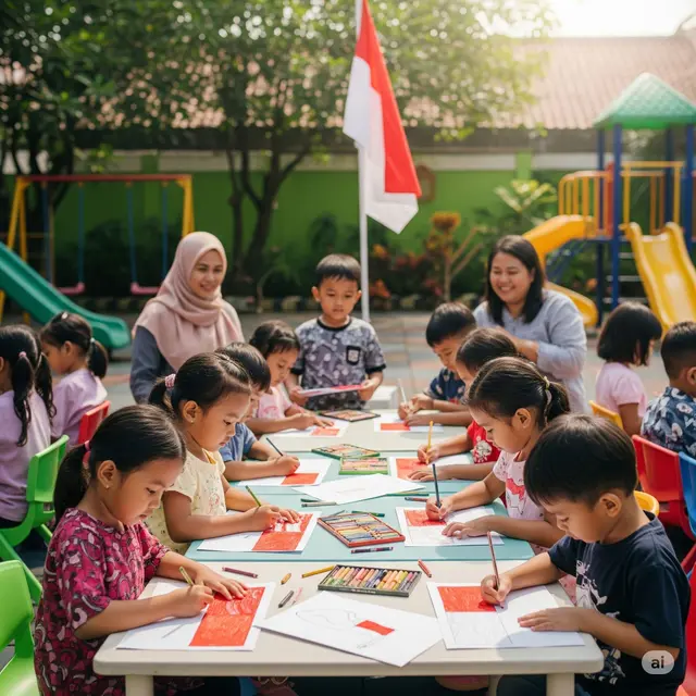 Mewarnai Bendera Merah-Putih