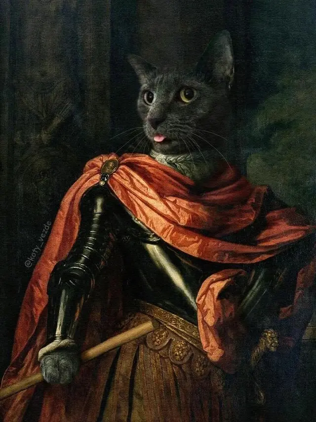 Lukisan Kucing Jika Jadi Orang di Zaman Kerajaan