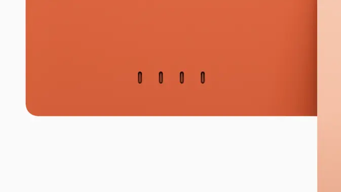 Apple melengkapi iMac ini dengan empat port USB-C mendukung Thunderbolt 4. (Doc: Apple)