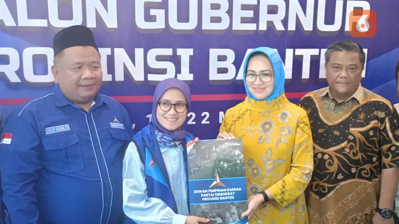 Airin Rachmi Diany Resmi Mendaftar Sebagai Cagub Banten ke Partai Demokrat. (Rabu, 22/05/2024). (Yandhi Deslatama/Liputan6.com).